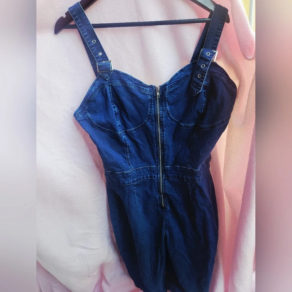 Fashion Nova | Capture This Denim Romper Dark Wash - Picture 2 of 7